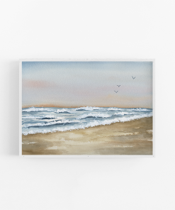Soft Waves Watercolor Landscape Art Print
