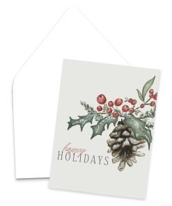 Happy Holidays Holly Berry Christmas Greeting Card