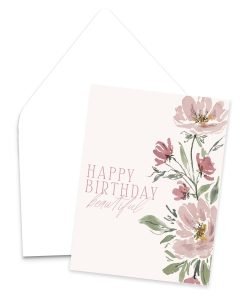 Watercolor Floral Happy Birthday Greeting Card