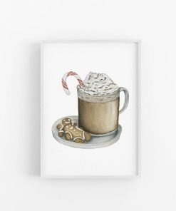 Coffee and Christmas Cookies Watercolor Holiday Art Print