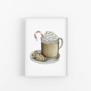 Coffee and Christmas Cookies Watercolor Holiday Art Print