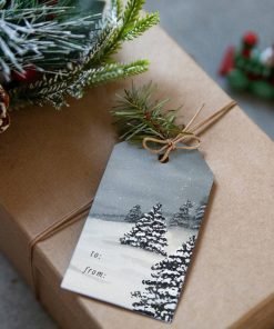 Calm Winter Evening Watercolor Holiday Gift Tags